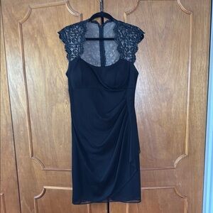 Elegant Black Lace Sleeve Dress